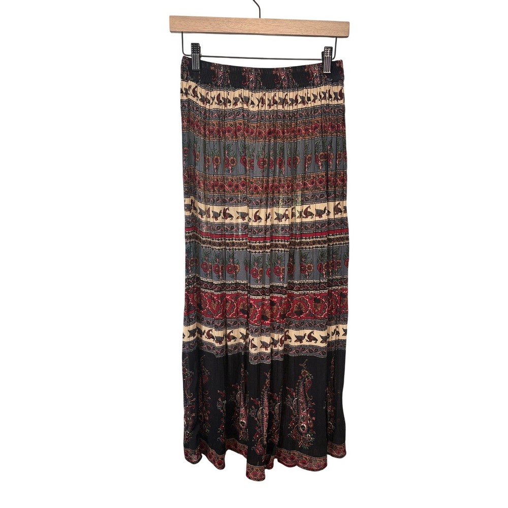 Cross Towne Boho Maxi Skirt Small Multicolor Floral Paisley Rayon India